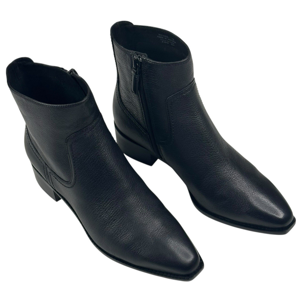 COLE HAAN Naia Black Leather Ankle Boots Womens Size 7B Side Zip New $200 H